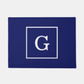 Blaues Gerahmtes Anfangsmonogramm Fußmatte (Vorderseite)