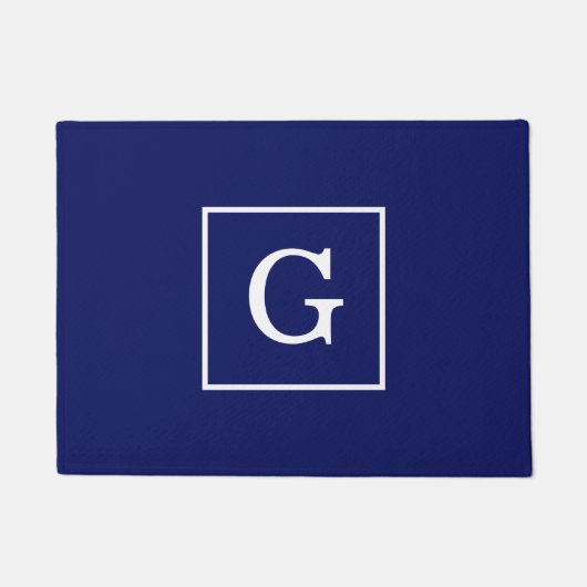 Blaues Gerahmtes Anfangsmonogramm Fußmatte (Vorderseite)