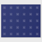 Blaues Gerahmtes Anfangsmonogramm Geschenkpapier (Flach)