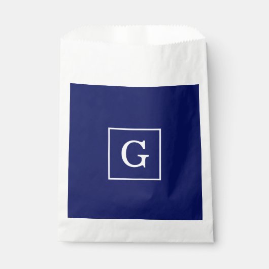 Blaues Gerahmtes Anfangsmonogramm Geschenktütchen (Vorderseite)