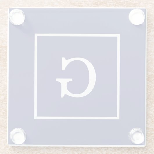 Blaues Gerahmtes Anfangsmonogramm Glasuntersetzer (Rückseite)