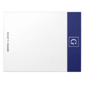 Blaues Gerahmtes Anfangsmonogramm Notizblock (Vorderseite)