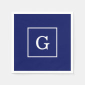 Blaues Gerahmtes Anfangsmonogramm Serviette (Vorderseite)