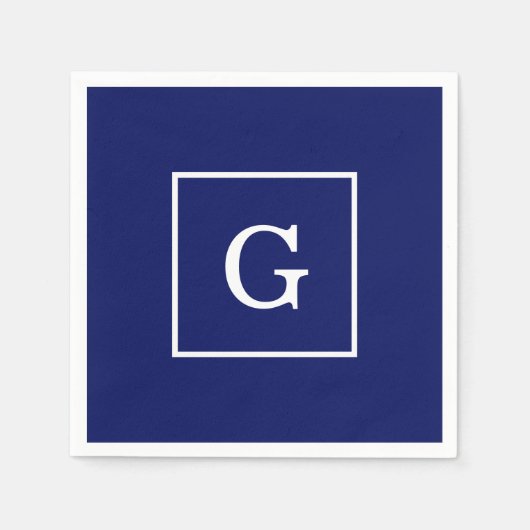 Blaues Gerahmtes Anfangsmonogramm Serviette (Vorderseite)