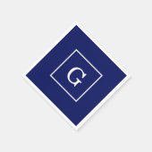 Blaues Gerahmtes Anfangsmonogramm Serviette (Ecke)