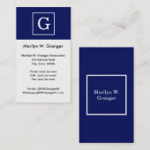 Blaues Gerahmtes Anfangsmonogramm Visitenkarte (Vorne/Hinten)