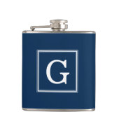 Blaues Gerahmtes Monogramm Flachmann (Vorderseite)