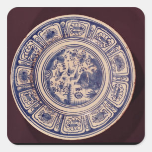 Blaues Gericht, abgeleitet von einem verspäteten M Quadratischer Aufkleber