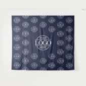 Blaues Geschäft-Logo Step & Repeat Hintergrundbann Wandteppich (Vorderseite (Horizontal))