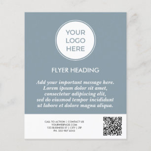 Blaues Geschäftslogo QR-Code Vorlage Flyer