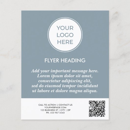 Blaues Geschäftslogo QR-Code Vorlage Flyer (Vorne)