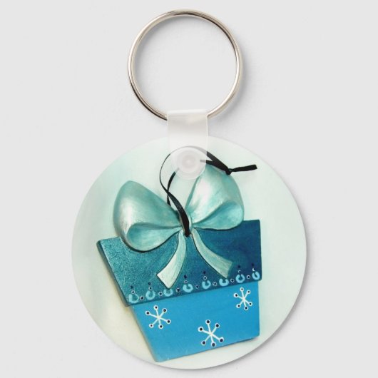 Blaues Geschenk II Schlüsselanhänger (Vorderseite)