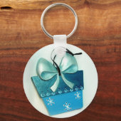 Blaues Geschenk II Schlüsselanhänger (Vorderseite)
