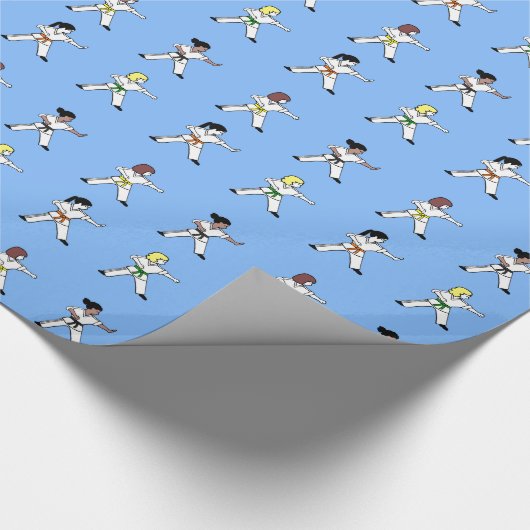Blaues Geschenk-Packpapier der Kampfkunst-Mädchen Geschenkpapier (Ecke)