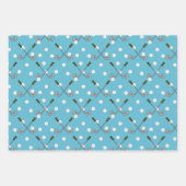 Blaues Geschenkpapier mit Golfball-/Schläger-Muste Set (Vorderseite 2)