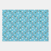 Blaues Geschenkpapier mit Golfball-/Schläger-Muste Set (Vorderseite)
