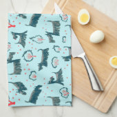 Blaues Geschirrtuch (Viertel Falte)