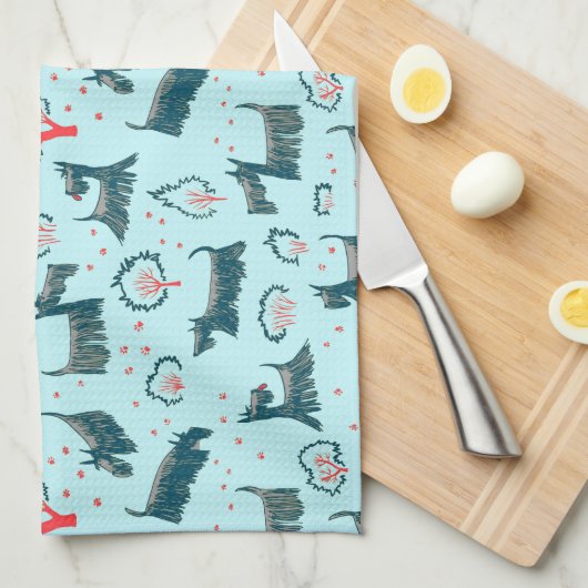 Blaues Geschirrtuch (Viertel Falte)