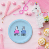 Blaues Geschlecht decken Wissenschafts-Becher mit Pappteller (Party)