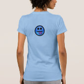 Blaues Gesicht mit der Zunge, die heraus haftet. T-Shirt (Rückseite)