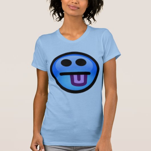 Blaues Gesicht mit der Zunge, die heraus haftet. T-Shirt (Vorderseite)