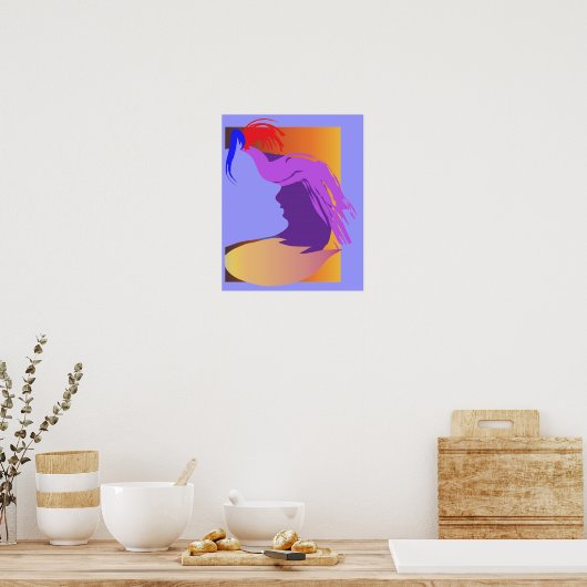 Blaues Gesicht Poster (Küche)