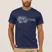 blaues gespaltenes Gitarrenbild T-Shirt (Vorderseite)