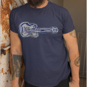 blaues gespaltenes Gitarrenbild T-Shirt