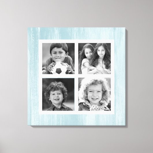 Blaues, gestörtes Holz Schwarz-weiß Leinwanddruck (Vorderseite)