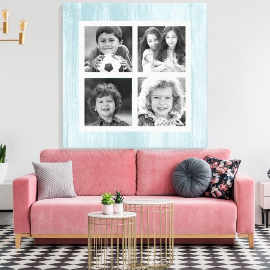 Blaues, gestörtes Holz Schwarz-weiß Leinwanddruck (Insitu (Wohnzimmer))