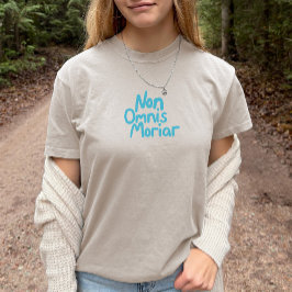 Blaues gestrichenes handgeschriebenes antikes late T-Shirt