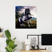 Blaues gestrichenes Pferd Poster (Heimbüro)