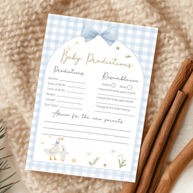 Blaues Gingham Alberner Gans Duschvorhersagen-Spie (silly Goose Baby Shower Game)