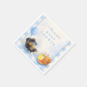 Blaues Gingham Baby Q Babyshower Serviette (Ecke)