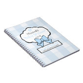 Blaues Gingham-Babyparty-Gast-Buch Notizblock (Rechte Seite)