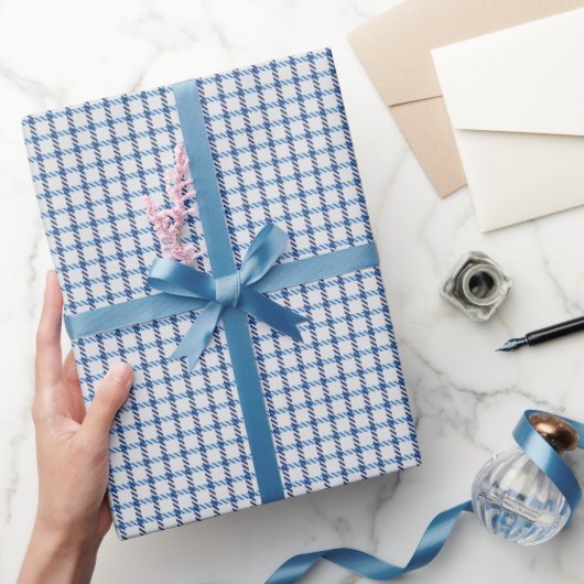 Blaues Gingham Geschenkpapier (Schenken)