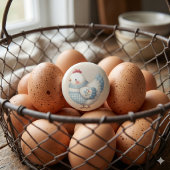 Blaues Gingham-Haus-Huhn Keramikknauf