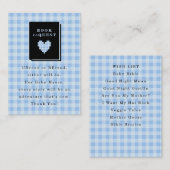 Blaues Gingham-Herz-Buch-Anfrage Begleitkarte (Vorne/Hinten)