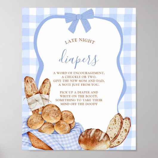 Blaues Gingham-Karo-Brötchen im Poster für späte W (Vorne)