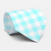 Blaues Gingham-Karo Krawatte (Gerollt)