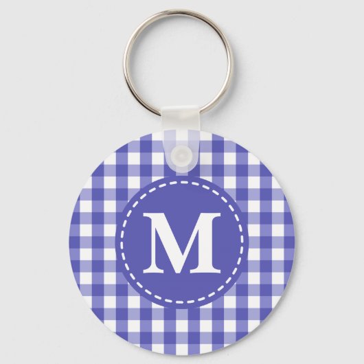 Blaues Gingham-Karo-Muster Schlüsselanhänger (Vorderseite)