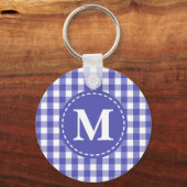 Blaues Gingham-Karo-Muster Schlüsselanhänger (Vorderseite)