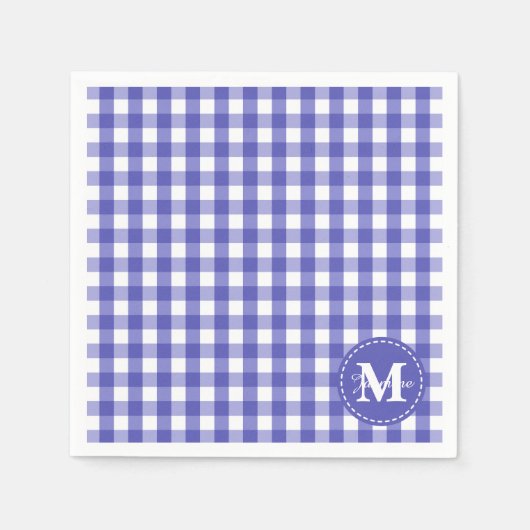 Blaues Gingham-Karo-Muster Serviette (Vorderseite)