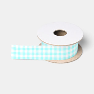 Blaues Gingham-Karo Satinband