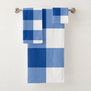 Blaues Gingham-Muster Badhandtuch Set