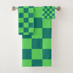 Blaues Gingham-Muster Badhandtuch Set