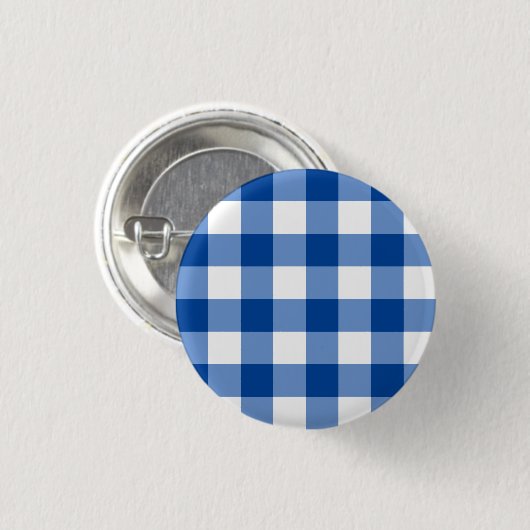 Blaues Gingham-Muster Button (Vorne & Hinten)