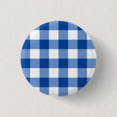 Blaues Gingham-Muster Button (Vorderseite)
