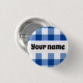 Blaues Gingham-Muster Button (Vorne & Hinten)