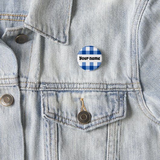 Blaues Gingham-Muster Button (Beispiel)
